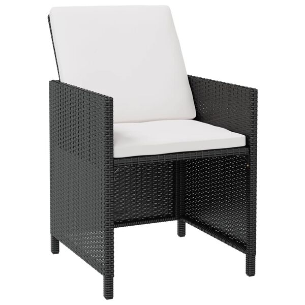 vidaXL 11-tlg. Garten-Essgruppe mit Auflagen Poly Rattan Schwarz