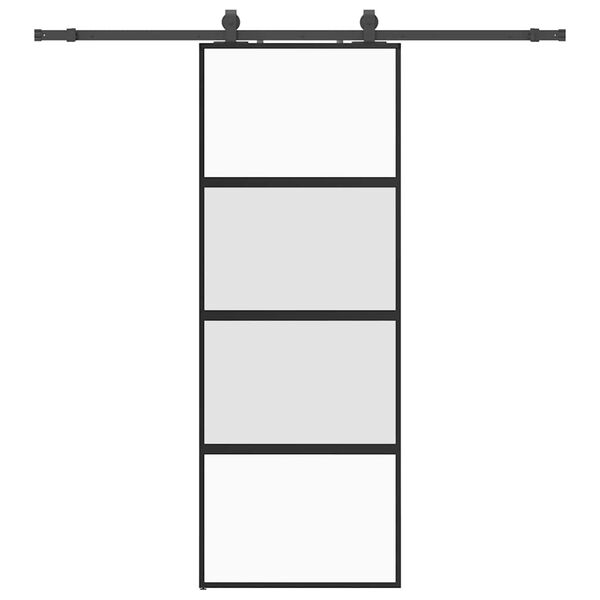 vidaXL Schiebet&uuml;r mit Beschlag Schwarz 76x205 cm Hartglas