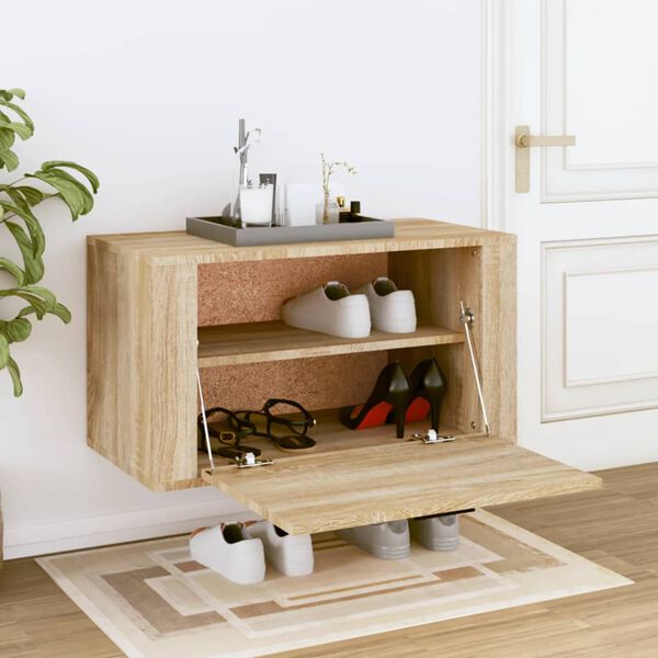 vidaXL Wand-Schuhschrank Sonoma-Eiche 70x35x38 cm Holzwerkstoff