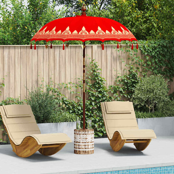vidaXL Balinesischer Sonnenschirm mit Sockel Rot 185 x 185 x 260 cm