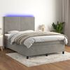 vidaXL Boxspringbett mit Matratze & LED Hellgrau 140x200 cm Samt
