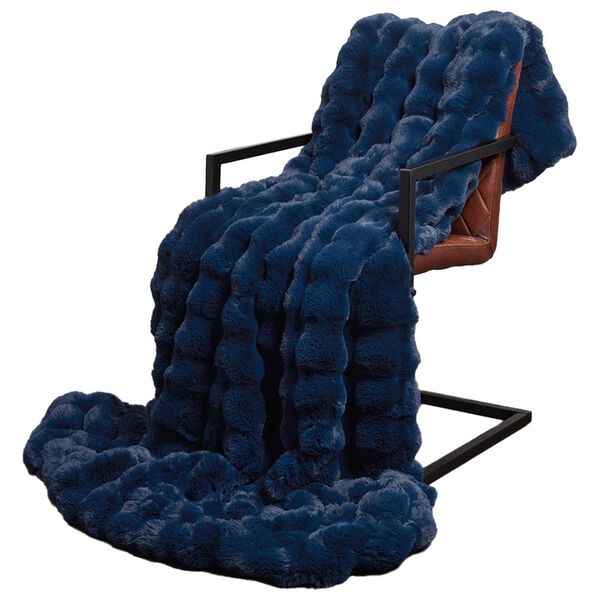 vidaXL Kunstfell Kaninchenfell Decke 4 pcs Marineblau 220 x 240 cm
