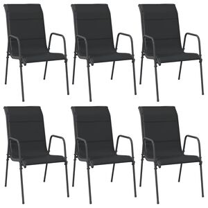 vidaXL Gartenst&uuml;hle 6 Stk. Stahl und Textilene Schwarz