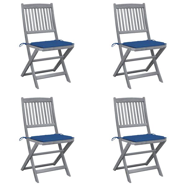vidaXL Klappbare Gartenst&uuml;hle 4 Stk. mit Kissen Massivholz Akazie