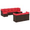 vidaXL 10-teiliges Gartensofa-Set mit Kissen, braun, Polyrattan