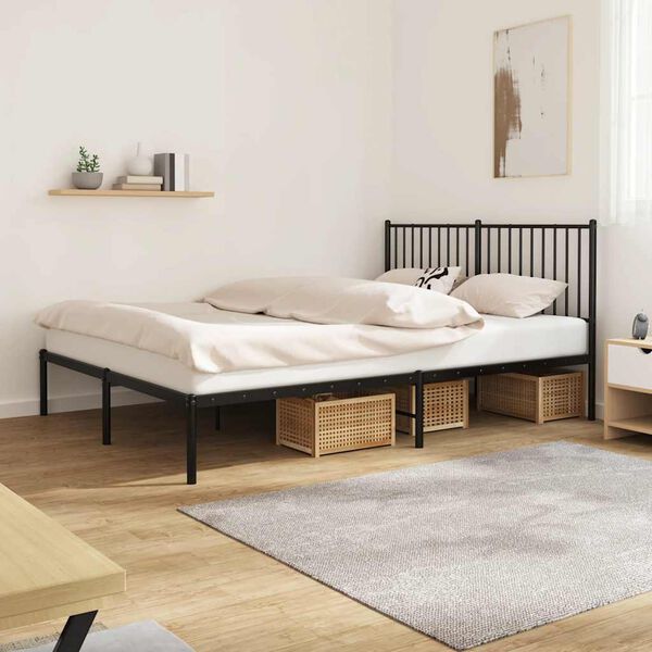vidaXL Bettgestell mit Kopfteil Metall Schwarz 160x200 cm