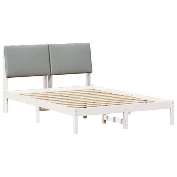 vidaXL Bettgestell Wei&szlig; und Hellgrau 150 x 200 cm Massivholz Kiefer