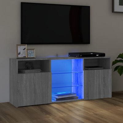 vidaXL TV-Schrank mit LED-Leuchten Grau Sonoma 120x30x50 cm