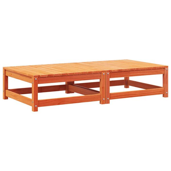 vidaXL Gartenhocker mit Kissen 2 Stk. Wachsbraun Massivholz Kiefer