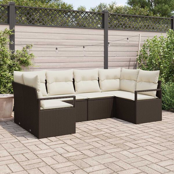 vidaXL Sofa Set mit Kissen 6 pcs Braun Poly Rattan