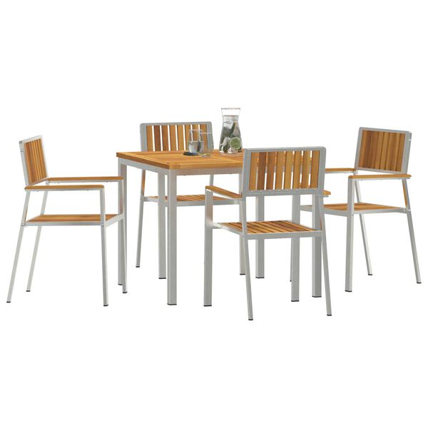 vidaXL Outdoortisch-Set 5 pcs Braun Massivholz Akazie