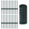 vidaXL Zaun mit Pfosten Gr&uuml;n 0,4 x 50 m Stahl und PVC