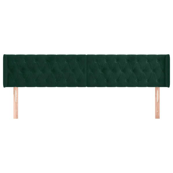 vidaXL Kopfteil mit Ohren Dunkelgr&uuml;n 203x16x78/88 cm Samt