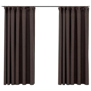 vidaXL Verdunkelungsvorh&auml;nge Haken Leinenoptik 2 Stk. Taupe 140x175 cm