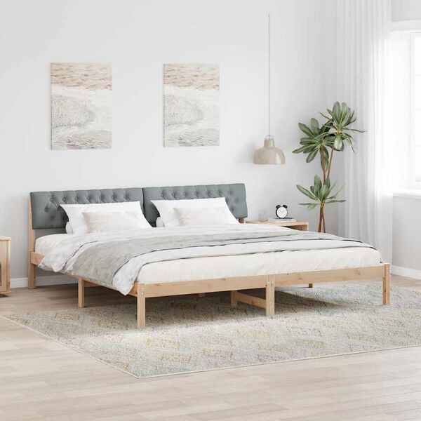vidaXL Bettgestell Braun und hellgrau 200 x 200 cm Massivholz Kiefer
