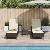 vidaXL Sonnenliege mit Kissen 3 pcs Braun und Creme Weiß Poly-Rattan