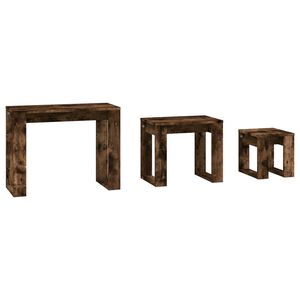 vidaXL Satztische 3 Stk. R&auml;uchereiche Holzwerkstoff
