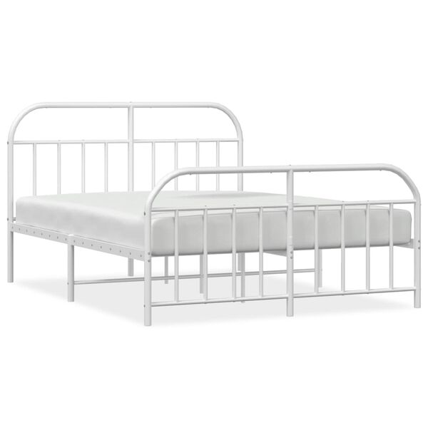 vidaXL Bettgestell mit Kopf- und Fu&szlig;teil Metall Wei&szlig; 140x190 cm