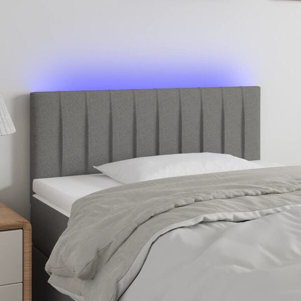 vidaXL LED Kopfteil Dunkelgrau 100x5x78/88 cm Stoff