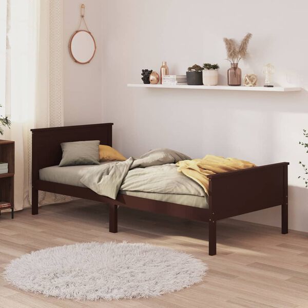 vidaXL Massivholzbett Dunkelbraun Kiefer 90x200 cm