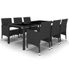 vidaXL 7-tlg. Garten-Essgruppe Poly Rattan und Hartglas Schwarz