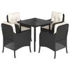 vidaXL 5-tlg. Garten-Essgruppe mit Kissen Schwarz Poly Rattan