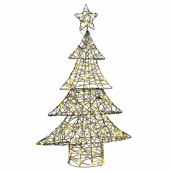 vidaXL Weihnachtsbaum mit 120 LEDs Warmwei&szlig; 120 cm Rattan