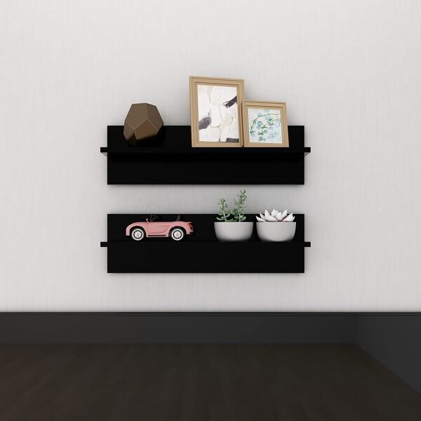 vidaXL Wandregale 2 Stk. Schwarz 60x11,5x18 cm Holzwerkstoff