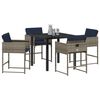 vidaXL Garten Essgruppe mit Kissen 5 pcs Grau Poly-Rattan