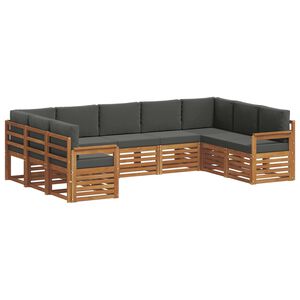 vidaXL Ecksofa Set mit Kissen 9 pcs Natur und Anthrazit