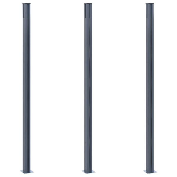 vidaXL Zaunpfosten 3 Stk. Dunkelgrau 185 cm Aluminium