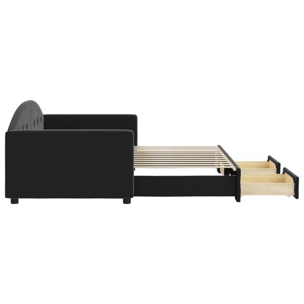 vidaXL Tagesbett Ausziehbar mit Schubladen Schwarz 90x200 cm Samt