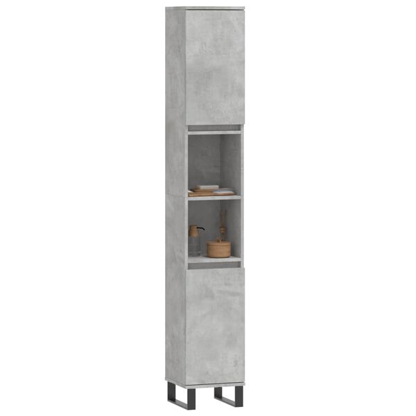 vidaXL Badschrank Betongrau 30x30x190 cm Holzwerkstoff