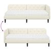 vidaXL Eckbettgestell mit Matratze Creme 100 x 200 cm Samt