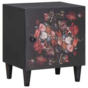 vidaXL Nachttisch mit T&uuml;r Schwarz 40 x 33 x 46 cm Massivholz Mango