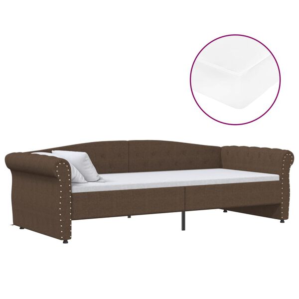 vidaXL Tagesbett mit Matratze USB Braun Stoff 90x200 cm