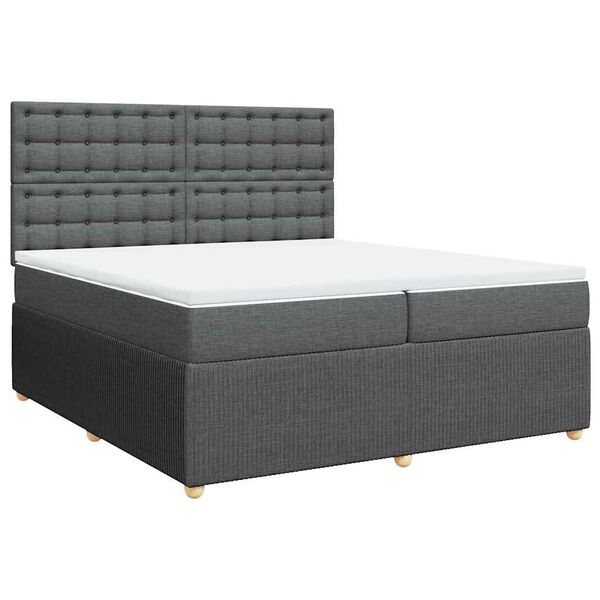 vidaXL Boxspringbett mit Matratze Dunkelgrau 200x200 cm Stoff