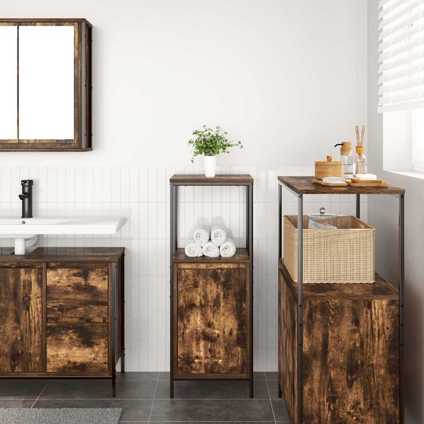 vidaXL Badschrank mit Regalen R&auml;uchereiche 36x35x95 cm