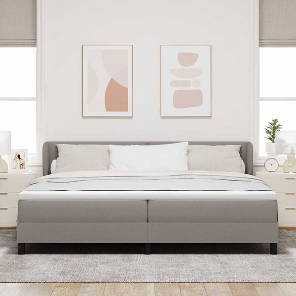 vidaXL Boxspringbett mit Matratze Taupe 200 x 200 cm Stoff
