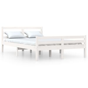 vidaXL Massivholzbett Wei&szlig; 135x190 cm