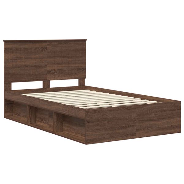 vidaXL Bettrahmen Braun Eichen-Optik 120 x 200 cm Massives Kiefernholz