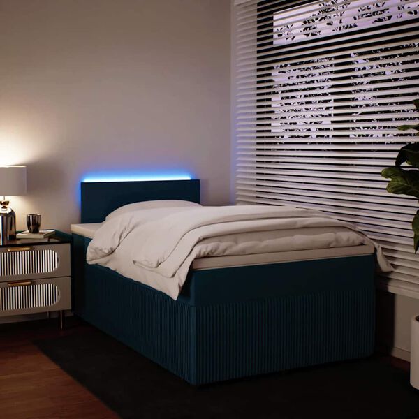 vidaXL Boxspringbett mit Matratze Blau 120x190 cm Samt