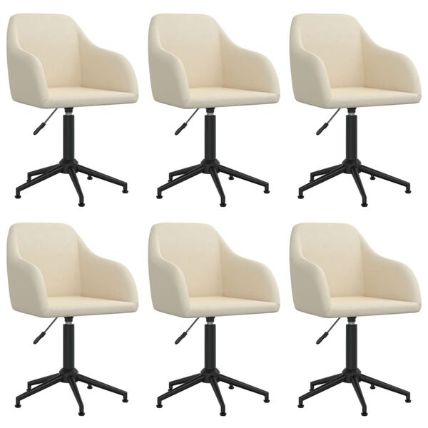 vidaXL Esszimmerst&uuml;hle 6 Stk. Drehbar Creme Samt