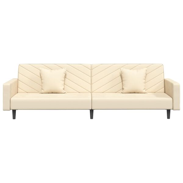 vidaXL Schlafsofa 2-Sitzer mit 2 Kissen Creme Samt