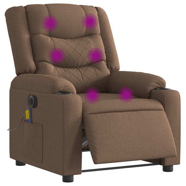 vidaXL Massagesessel Elektrisch Braun Stoff