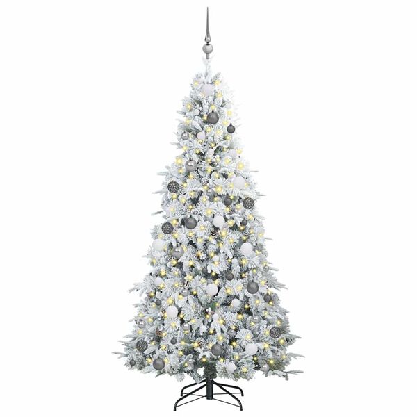vidaXL K&uuml;nstlicher klappbarer Weihnachtsbaum Wei&szlig; 210 cm PE und PVC