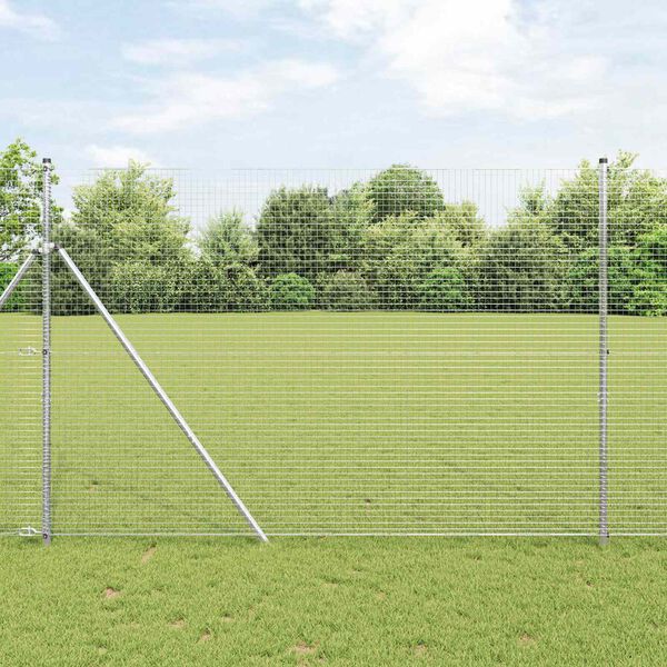 vidaXL Geschwei&szlig;ter Drahtzaun Silber 1,6 x 10 m