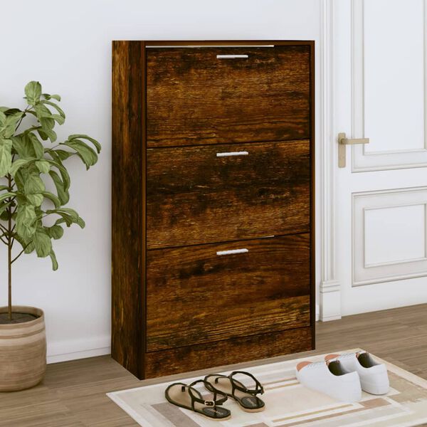 vidaXL Schuhschrank R&auml;uchereiche 63x24x103 cm Holzwerkstoff