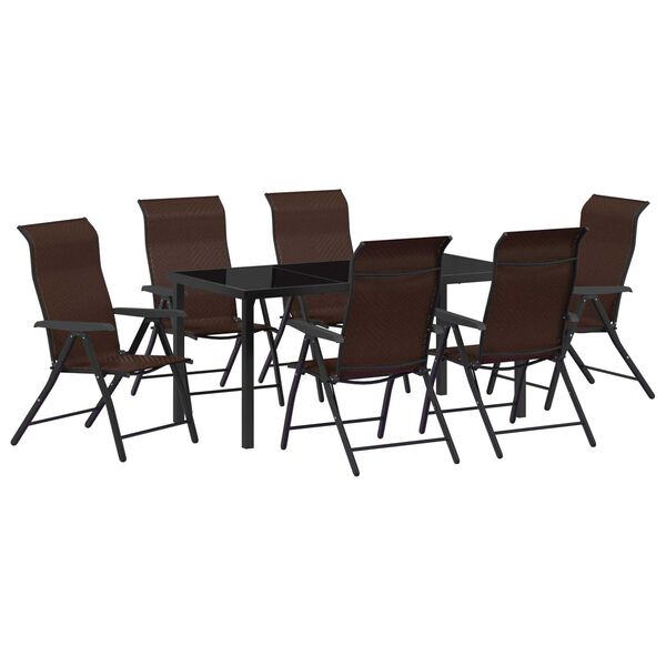 vidaXL Garten Essgruppe 7 pcs Braun Pulverbeschichteter Stahl