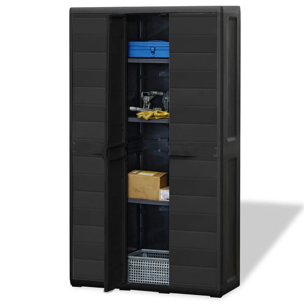 vidaXL Gartenschrank mit 4 Regalen Schwarz